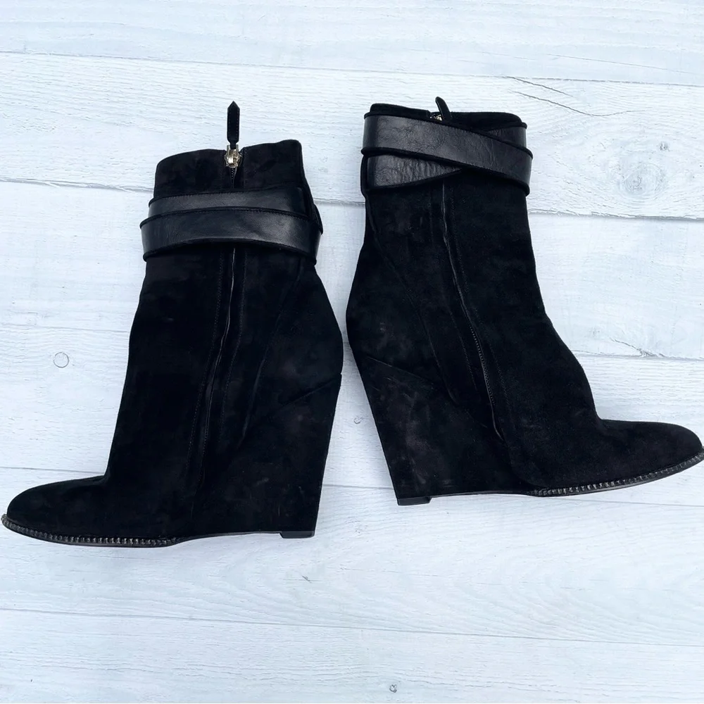 Givenchy Black Suede Wedge Ankle Bootie Size Unknown. See measurements below. - Picture 10 of 15
